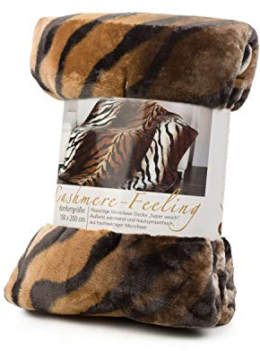 Gözze - Erstklassige Kuscheldecke, Cashmere Feeling, Hohes Stoffgewicht 500 g/m², 150 x 200 cm - Königstiger, Braun