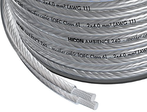 Hicon Ambience - Cavo per altoparlante placcato argento, 2 x 4,0 mm² OFC Class 6, venduto al metro da 1 m, HIA-240-0100