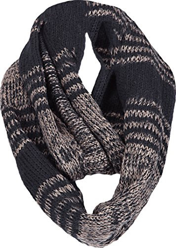 FEINZWIRN Warmer Strickschal Loopschal Winterschal Schlauchschal Loop Unisex 753 (schwarz-braun)
