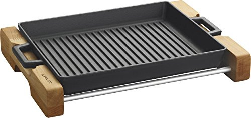Lava Signature Grill i gjutjärn med metallhandtag och trästativ 26 x 32 cm