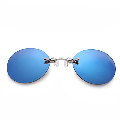 YAMEE Matrix Morpheus Movie runde Sonnenbrille mit Nasenclip ohne Rahmen, 4 Farben, blau, One size