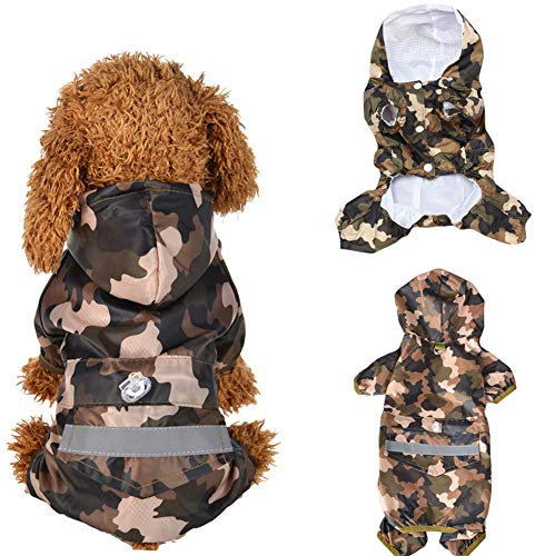 Regenmantel Hunde Klein Regenjacke Hund Haustier Regenmantel Hundemäntel wasserdicht und warm Hund voller Regenmantel Hund Regenmantel mit Kapuze Camouflage,xs