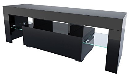 Panana TV Stand Storage TV Cabinet RGB LED Lighted 130cm (Black, have led)