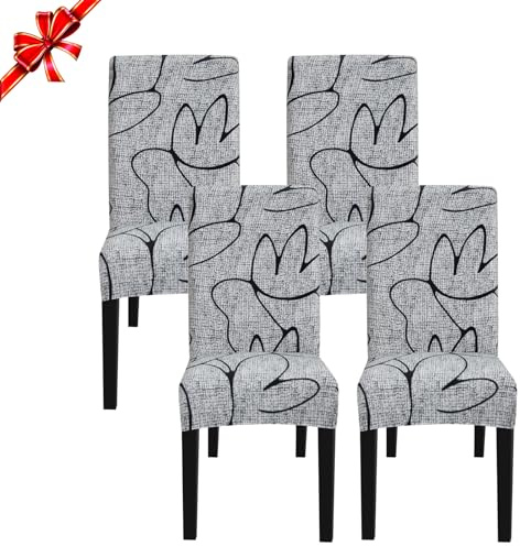 Jaotto Stuhlhussen 4 Stück Universal, Stuhlhusse Stretch 4er Set Moderne, Stuhlhussen Schwingstühle Elastische Langlebig Stuhlhussen für Esszimmer Bankett Deko(Grauer Stil, 4 Stück)