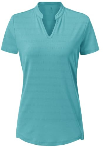 donhobo Damen T-Shirt V-Ausschnitt Sommer UV Schutz Sportshirt | Leicht, Atmungsaktiv, Schnelltrocknend, Kurzarm Funktionsshirt für Laufen Fitness Yoga Gym Training