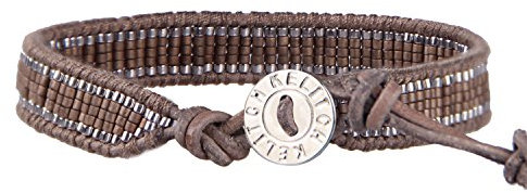 KELITCH Braun Samen Wulstig Hand-crafted Webstuhl Leder Wickeln Armband Unisex