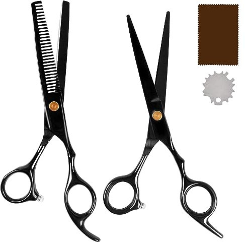 Forbici Parrucchiere Professionali con Forbici Sfoltire Capelli en Acciaio Inossidabile, Set Taglio Capelli per Barbiere Salone e Domestico