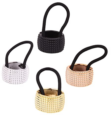 FRCOLOR 4stücke Teiliges Ponytail Holder Cuff Elastische Haarringe Für Dünnes Und Dickes Haar Modische Haarschmuck Manschetten in Schwarz Roségold Gold Silber Vielseitiger Pferdeschwanz Ha