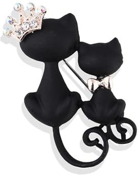 Tier Brosche Anstecknadel,Strass Luxus Krone Schwarze Katze Corsage Cardigan Seidenschal Knopf,Frauen Männer Elegantes Kleid Accessoires Schmuck Boutonniere Corsage Für Hut Tasche Anzug Krawatt