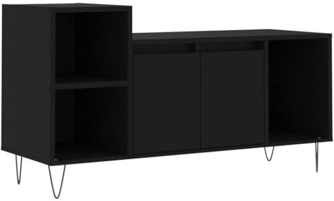 vidaXL TV Schrank, Fernsehschrank mit Eisenbeinen, Fernsehtisch für Wohnzimmer, Lowboard Sideboard TV Ständer TV Gerät, Schwarz Holzwerkstoff