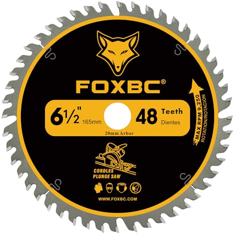 FOXBC 6-1/2 Track Saw Blade 48T Replacement for Makita Plunge Circular Saw, DeWalt Tracksaw, Wen CT1065