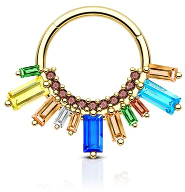 Agrewd Gold Septum Piercing 16G Septum Schmuck Bunte CZ Daith Ohrringe für Frauen Sparkly Unique Daith Piercing Schmuck Gold 316L Edelstahl Körper Piercing Schmuck