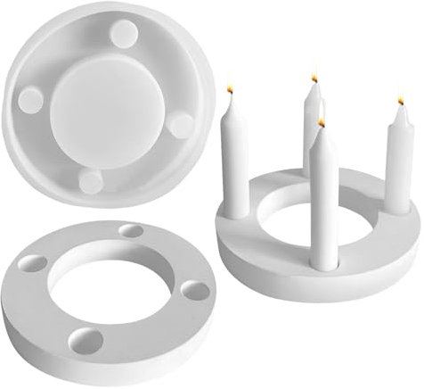 Silikonformen Gießformen, 4 Löcher Sockel Silikonform Kerzenhalter Zum Gießen, Giessform für Gips Kerzen Beton