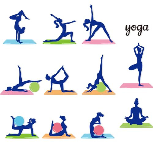DELORIGIN 14 Stil Stanzformen Mit Yoga Stanzformen Aus Karbonstahl Yoga Stellungen Prägeschablonen für Sammelalbum Stichstanzen Stamping Schablone Für DIY Basteln Fotoalbum Geschenkdekor