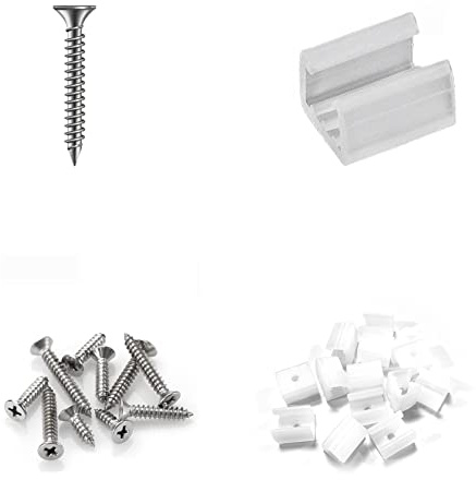 KSIBNW Pack of 50 LED Neon Mounting Clips, 50pcs Screws for LED Strip Lights Neon Waterproof, Tube Clamps Fastening Clamps Garden Strip Lights for 220 V Neon LED Strip Light Flexible