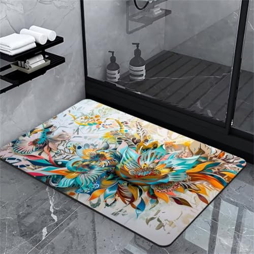 Hinnin Badezimmerteppich Badematte rutschfest Badematte Badteppich Badvorleger 140x200cm Badematten Badteppiche Duschmatte rutschfest, Duschvorleger Badezimmermatte rutschfest Stein Badematte Modern