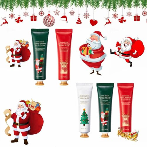 Set de Cremas de Manos Navidad,Set de Cremas Mujer Regalo,Crema de Manos,Cremas de Manos para Mujer Regalo,Set de Crema de Manos,Set de Regalo para Mujer,Ideal para Cumpleaños y Fiesta,5 Piezas