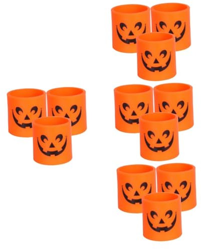 Artibetter 12 Stück Kerzenlicht LED Votivkerzen Geister Teelicht Halloween Lichter Orange Halloween Flammenlose Teelichter Kerze Kürbis