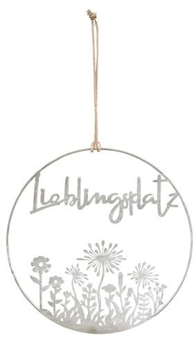 levandeo Wandbild Lieblingsplatz Ø30cm Grau Ring Wanddeko Metallbild Garten Deko Hänger Metall Schild Gartenschild