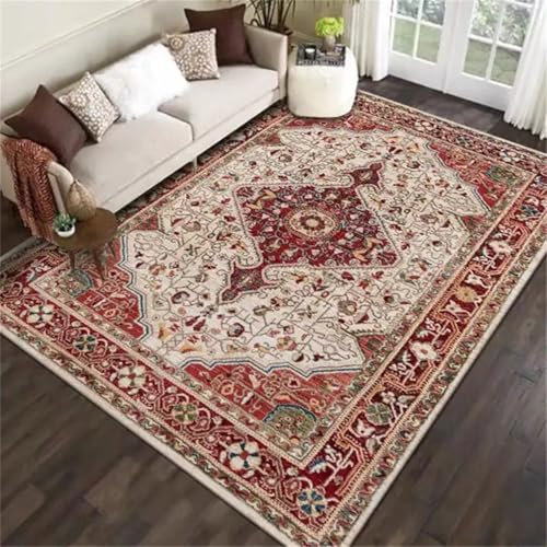 RUGMRZ Webteppich Teppich Für Balkon Wetterfest Rotes Blumenmuster rechteckiger Flächenteppich Vintage Teppich schalldicht Teppich Nach Mass 180X250CM