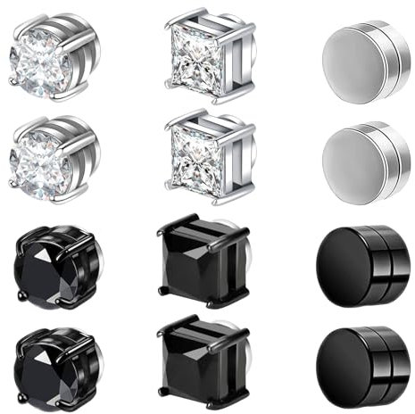 6 Paar Magnet Ohrringe 6mm - Hypoallergene Aufsteckbare Schmuck für Herren und Damen