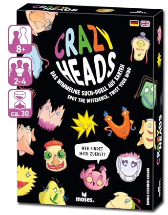 moses. Crazy Heads, interaktives Suchspiel mit verrückten Wesen, rasantes Gesellschaftsspiel für Familie & Freunde, Wimmel-Such- & Konzentrationsspiel für Kinder ab 8 Jahren