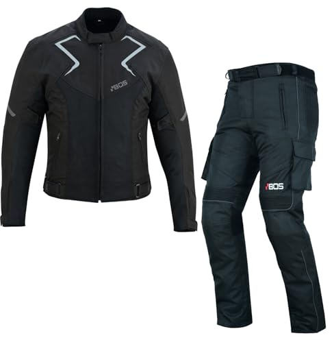 BOSmoto Sommer Motorradjacke & Hose für Herren,Motorrad Textil Kombi,Motorrad Sommer Kombi,Biker Motorrad Kombi,Herren Motorrad Touring Kombi (BLACK, XS)