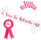 Cadeau Départ Retraite Femme Bandeau Serre-tête Diamant Miss Retraite et Écharpe Vive la Retraite avec Badge Rose Accessoires Déguisement Décoration pour Grandes Vacances Repos Fête Retraite