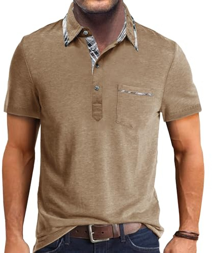 Comilaka Polo Homme Manches Courtes Polo Shirts Sport Casual T-Shirt Slim Fit Couleur de Contraste Été