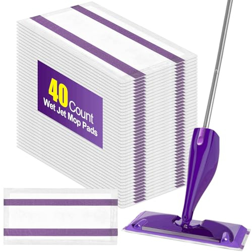 40 Stück Nassstrahl-Pads für Swiffer Wet Jet Spray Mop, Einweg-Nassstrahl-Pads für Böden mit mehreren Oberflächen, verdickter und super saugfähiger Nassstrahl-Hartholzbodenreiniger für Swiffer Wet
