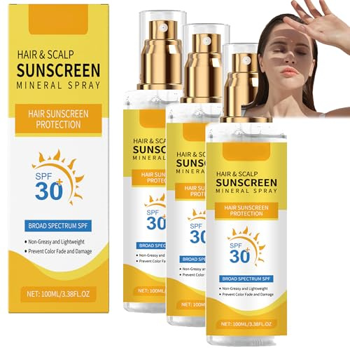 Hair & Scalp Sunscreen, Spf30 Hair & Scalp Sun Protection Spray, Quick Drying Scalps Spray Sunscreen, Non-Greasy, uv Protection, Prevent Hairs Fading/Drying, Suitable For Hiking/Beach/Running (3)