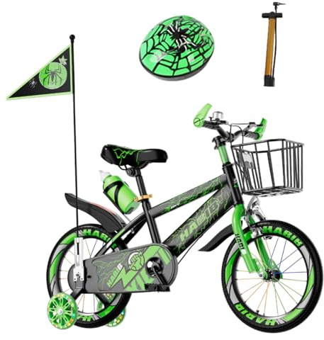 Habib Kinderfahrrad Jungen 12 14 16 Zoll mit Helm, EN ISO 8098 geprüft | Komplettset & EN ISO 8098 geprüft. Größe: 12 Zoll 85–105, 14 Zoll 100–120, 16 Zoll 115–130 cm
