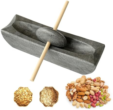 Handheld Stone Mill for Grain, Bean, Barley - Compact Spice Grinder with Solid Wooden Stick, Ideal for Fresh Home Grinding