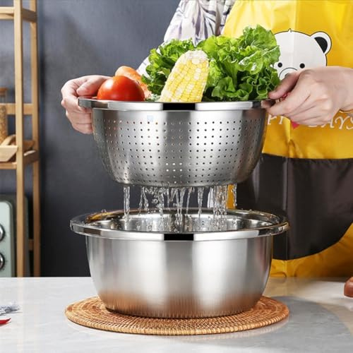 Scolapasta in acciaio inox, design microporoso, per frutta, verdura, riso, lavandino, cucina, drenaggio, 28 cm
