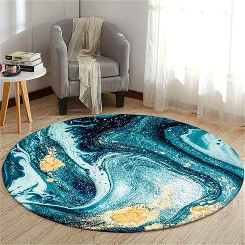 Odot Alfombra para Silla de Escritorio Redonda, Alfombra Protectora Suelo Silla Ruedas Antideslizante Gaming, Tapete de Protección de Oficina, para Suelos Duros Parqué (Mármol Verde Oscuro,100cm)