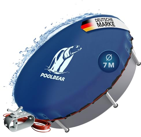PoolBear | Poolabdeckung Ø 560-640 cm | Abdeckplane Pool | Sommerplane und Winter Abdeckplane | Rundpool Thermo-Plane Pool sicher abdecken | 700 cm rund