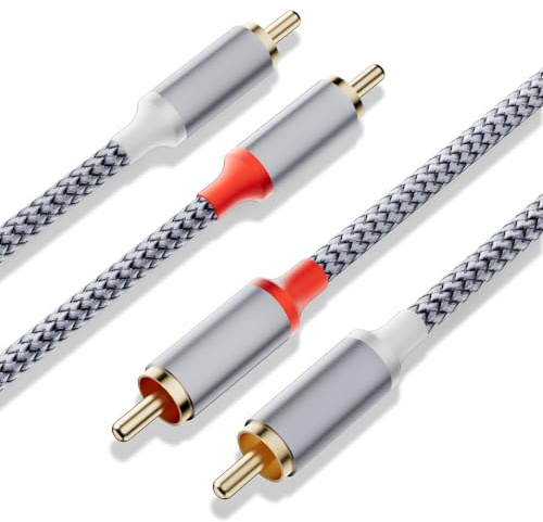 Ticenpe RCA Cables 3.28ft/1M 2RCA to 2RCA Cable Stereo Auxiliary Audio Cable 24K Gold Plated Nylon Braided Hi-Fi Phono Cable for Home Theater, Audio, HDTV, Car Stereo, Speakers