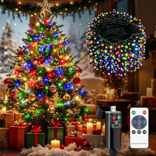 Cheffery Guirlande Lumineuse Sapin de Noel 30M 300LED Multicolore USB Rechargeable, 8 Modes & 3 Luminosités, Télécommande Minuterie IP44 Étanche pour Noël Jardin Mariage Fête Intérieur Extérieur
