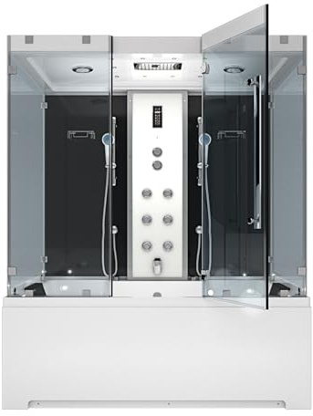 Kombination Badewanne Dusche K80-SW-EH-B-EA Duschtempel 180x100 cm
