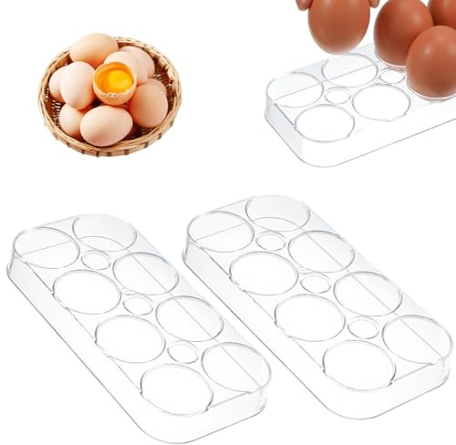 LONZIKP Hueveras para Frigorífico 2 Unidades - Organizador de Huevos Apilable, Resistente y Transparente, ideal para Nevera, Congelador y Cocina. Maximiza Espacio y Conserva la Frescura.