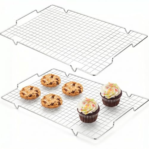 2 Pack Cooling Rack 304 Stainless Steel, 36x27cm with Handles | Wire Rack for Baking, Fits Half Sheet Pan, Oven & Dishwasher Safe, For Cookies & Roasting