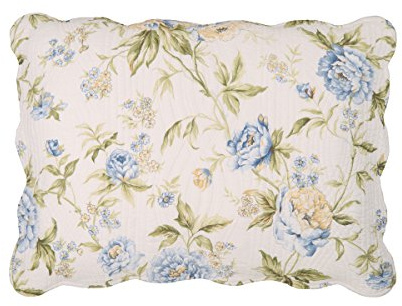 C&F Home Brianna Flowers 100% Cotton Quilted Standard Pillow Sham 20 x 26 Spring Springtime Floral Botanical Home Bed Bedroom Bedding Machine Wash Reversible Scalloped Edge Decor Decoration Standard