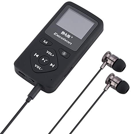 Tosuny Pocket FM-Radio Tragbarer DAB/DAB + -Digitalradioempfänger Bluetooth-MP3-Player mit Kopfhörer, 1,8-Zoll-LCD-Display, unterstützender TF-Karte, Geeignet für Gehen, Reiten, Laufen, Fitness