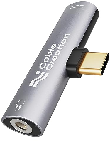 CableCreation Kopfhörer Adapter, 2-in-1 USB C auf Hi-Res 3.5mm Klinke, Aux Adapter mit PD-Aufladung für Huawei P40/P30(Pro)/P20(Pro), Galaxy S22/S20(+)/S20 Ultra/S10