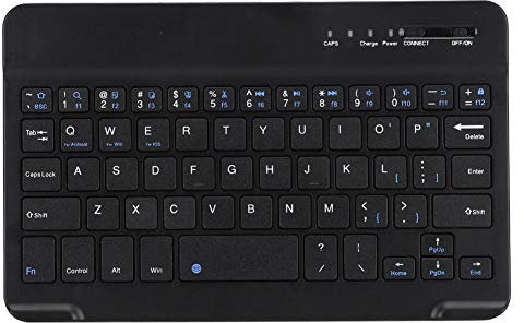 Bewinner Teclado Inalámbrico Bluetooth de 7-8 Pulgadas para Tableta - Portátil, Delgado y de Aleación de Aluminio - Compatible con Android OS y - Negro