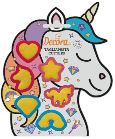 Decora 0255064 AUSSTECHER-MINI Einhorn AUS Kunststoff 6-TLG, Plastic, Sortiert