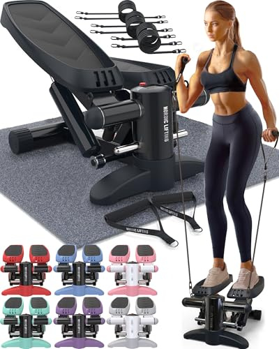 Mini Stepper et Appareil d’Escalade Nordic Lifting – avec Bandes de Résistance et Pédales Antidérapantes – Structure Robuste avec Une Capacité de Charge de 150 kg – Écran LCD
