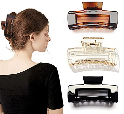Kavya 3 Pièces Grande Pince Cheveux Femme, Pince Cheveux Antidérapante, Fixer Fermement les Cheveux, Peut être porté lors de fêtes, de travail et à la maison, convient aux personnes aux cheveux épais