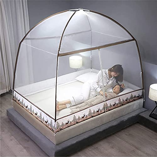 JHNEA Pop Up Mosquito Net for Double Bed, Portable Travel Home Anti Mosquito, for Canopy Trip, Bedroom Mosquito Netting, Insect Screen, Folding Design with Bottom, Easy to Install,E_180*200cm