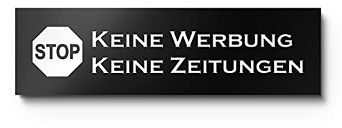 Briefkasten Schild Keine Werbung und kostenlose Zeitung | Professionelle Gravur auf Kunststoff | Robust - wetterfest - rostfrei - langlebig - UV-beständig
